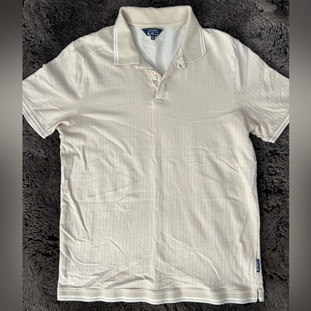 Ben Sherman Men's Cream Polo Shirt Size M